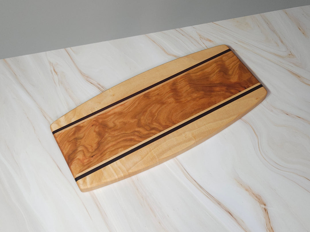 Curly Cherry, Maple, Katalox Curved Charcuterie Board image 0